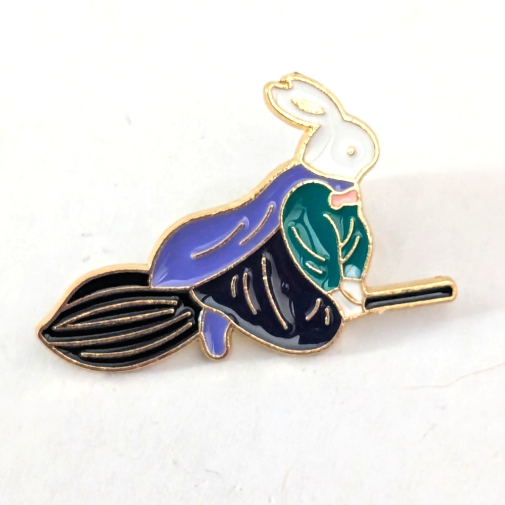 Colorful Rabbit Quidditch Enamel Pin - Possibly A Witch